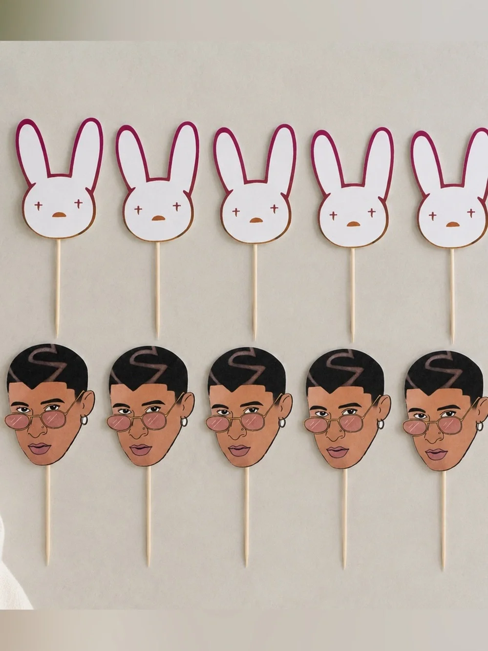 Bad Bunny  Cupcake Toppers - Party Decorations